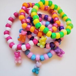 Handmade Stackable Rainbow Gummy Bear Kandi Bracelet Set